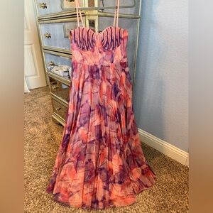 Hutch Strapless Floral Maxi Dress in Coral & Purple